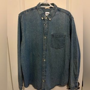 ZARA Full sleeve Jean button up shirt XL. Mint condition